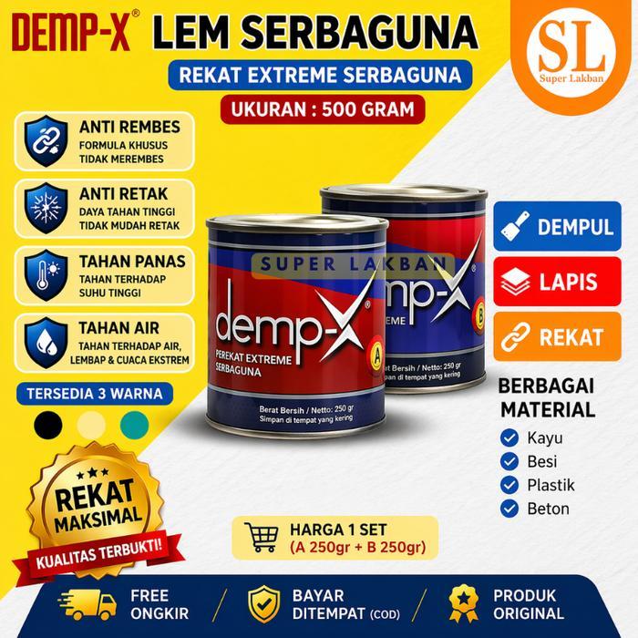 Lem Epoxy Anti Bocor DEMP-X 500g Merekat Dalam Air Kolam Ikan - Renang