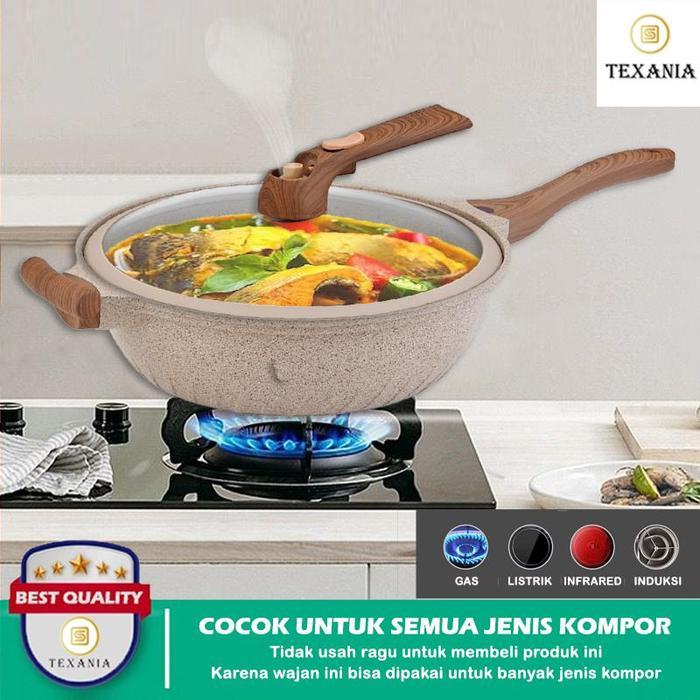 [FLASHSALE TOKO MAMA GIGI OFFICIAL] TEXANIA Wajan Premium 2in1 Wajan Batu Medis Bisa Untuk Presto