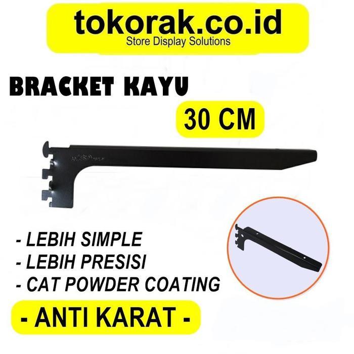 BRACKET KAYU 30 CM HITAM DAUN BRAKET SIKU AMBALAN RAK DINDING 30CM AND