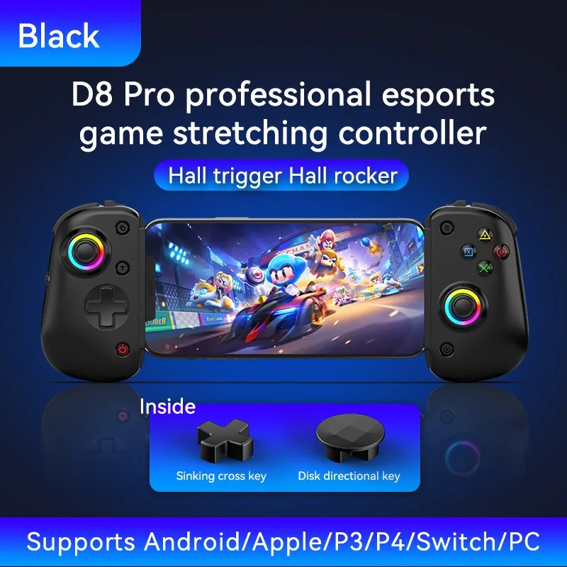 NEW BSP D8 PRO RGB Tablet Controller Wireless Handle For Switch Game Bluetooth Stretching Joystick