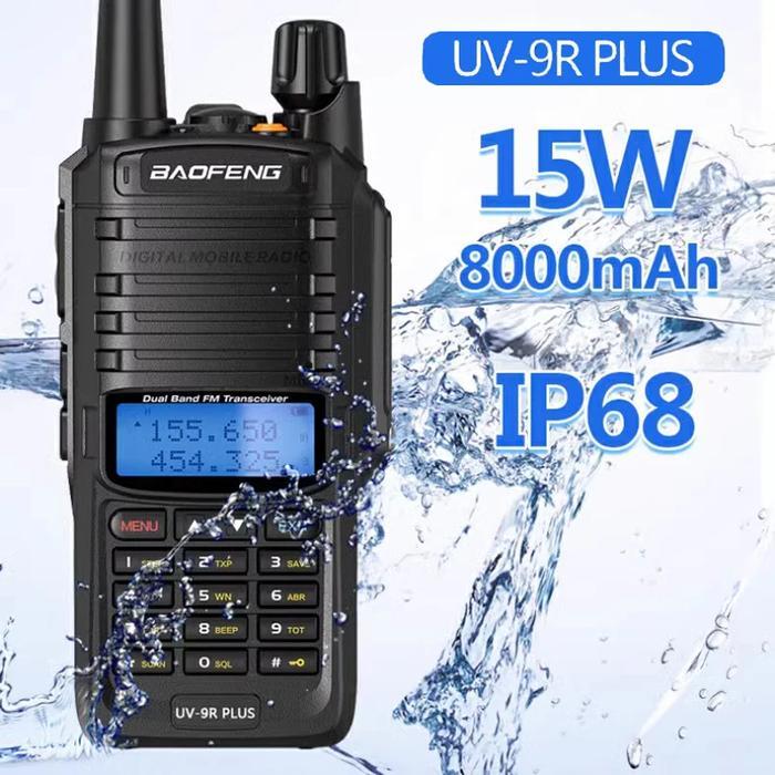 Baofeng UV-9R Plus 15W Walkie Talkie IP68 Waterproof Dual Band Long Range Portable VHF/UHF