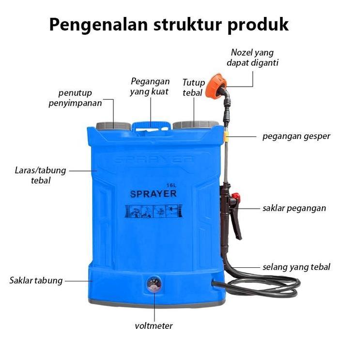 Semprotan Elektrik Semprotan Manual Tangki Semprot Pertanian Alat Semprot Tanaman Kapasitas 18 Liter