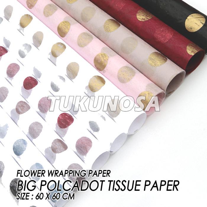 FLOWER WRAPPING PAPER BIG POLCADOT TISSUE PAPER KERTAS TISSUE BUKET