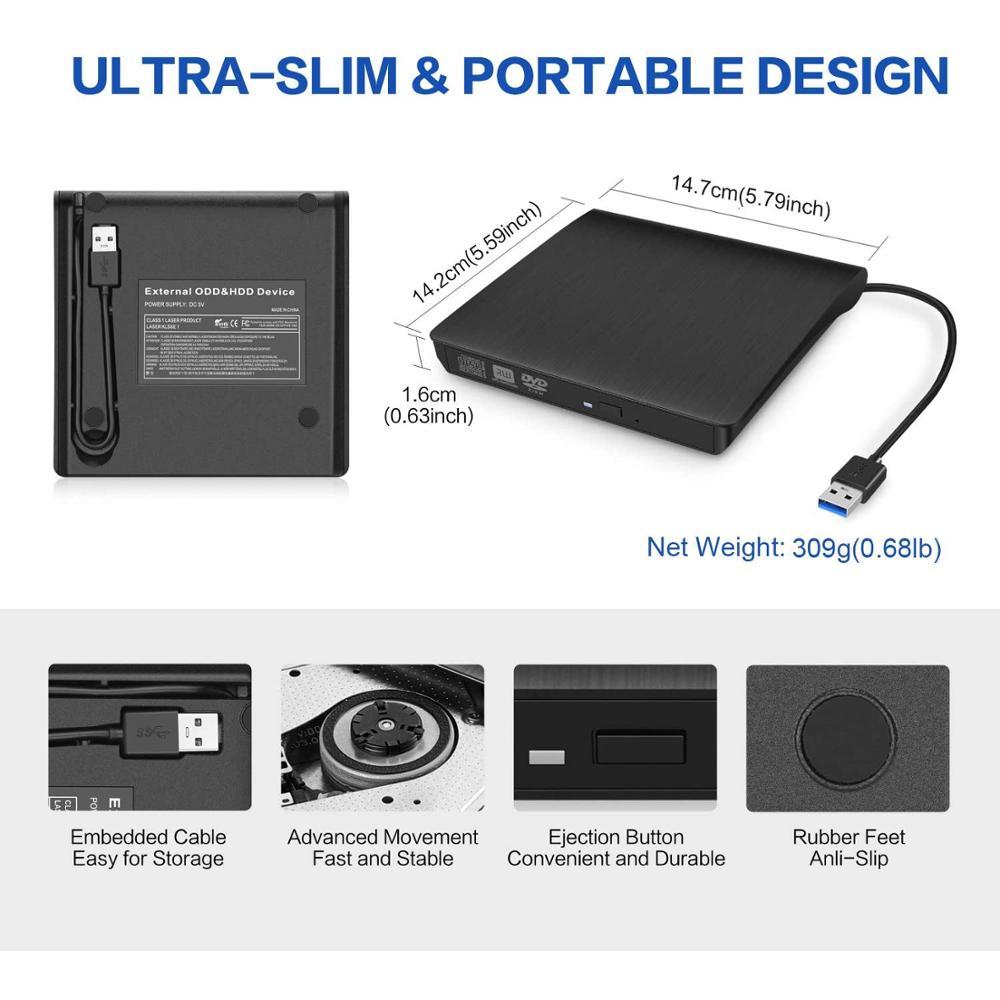 External DVD CD Burner External CD Drive USB 3.0 DVD +/- RW CD +/- RW Device Portable Card Reader