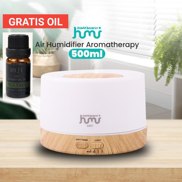 TERLARIS Air Humidifier Diffuser Aromatherapy 7 Color 500ml Remote Motif Kayu