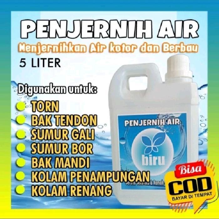 Biru Penjernih Air 5L. Menjernihkan Air Kotor, Kuning Dan Bau Pada Kolam, Torn, Sumur Gali, Sumur
