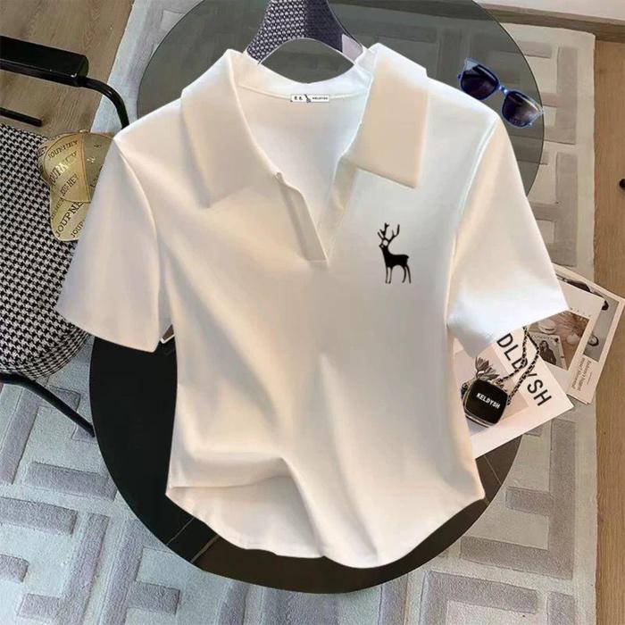 kaos crop top polo shirt wanita/crop top polos/kaos wanita/t-shirt kerah polos//kaos crop top baju