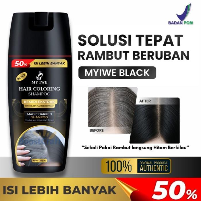 My Iwe Hair Coloring Shampo hitam Shampoo Penghilang Uban Sampo My Iwe Penghitam Rambut Uban