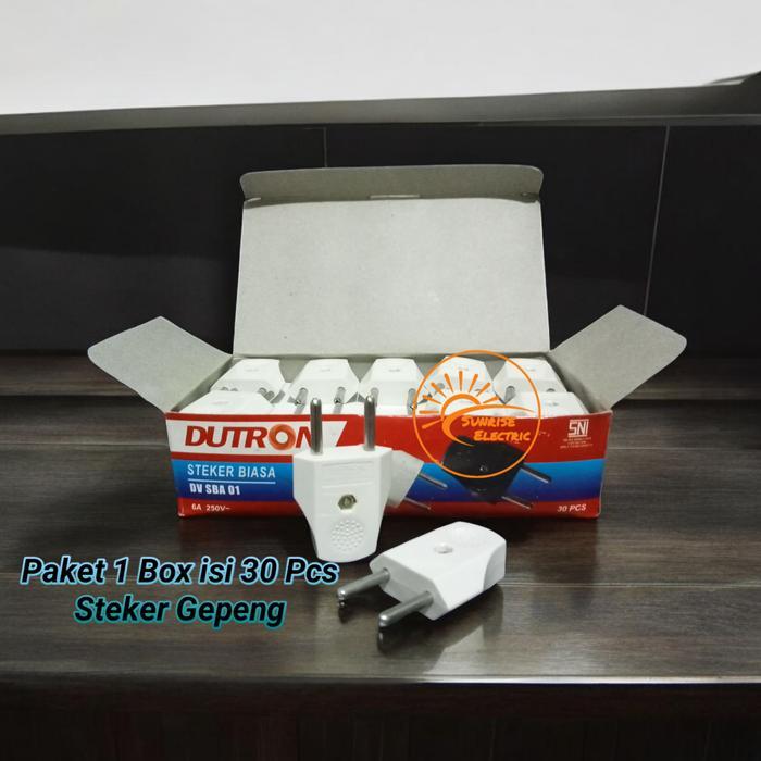 Broco - Paket 1 Box Isi 30 Pcs Dutron Steker Gepeng Colokan Listrik Putih Dan Hitam