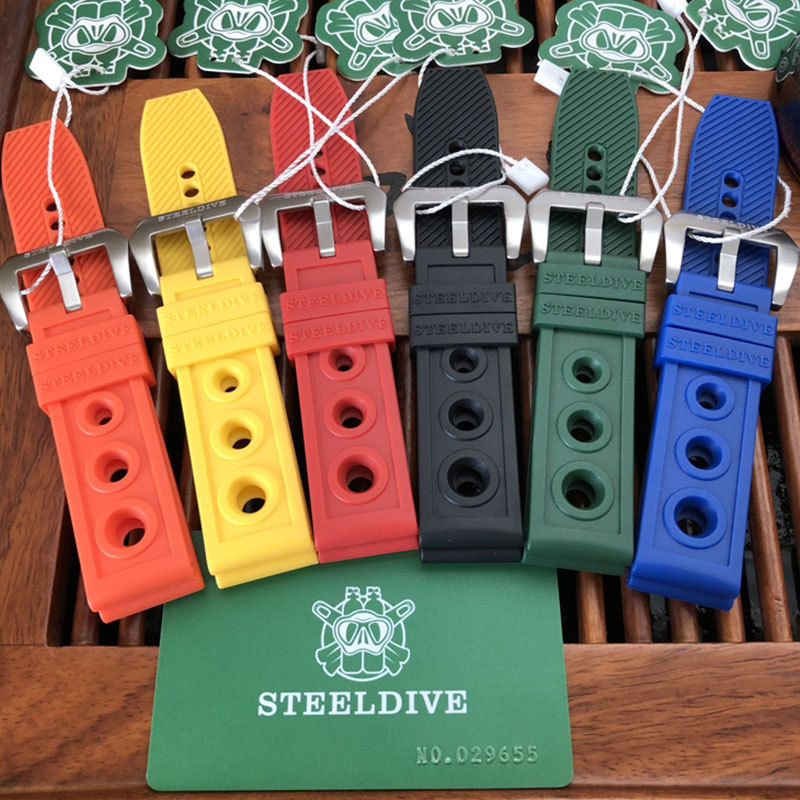 STEELDIVE Automatic Watch Strap 20MM Mechanical Watch Bands 22mm Steel Dive Watch Rubber Strap