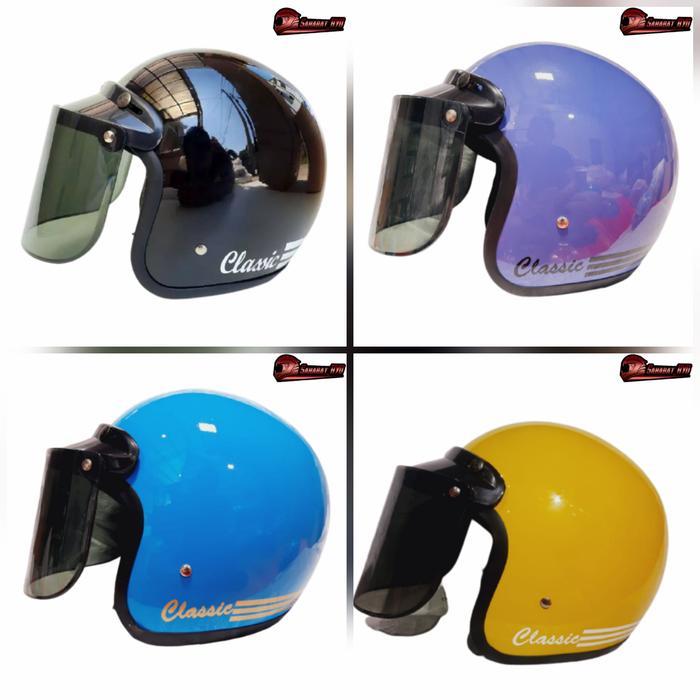 helm bogo classic sni wanita hijab pria dewasa retro couple lucu imut kaca
