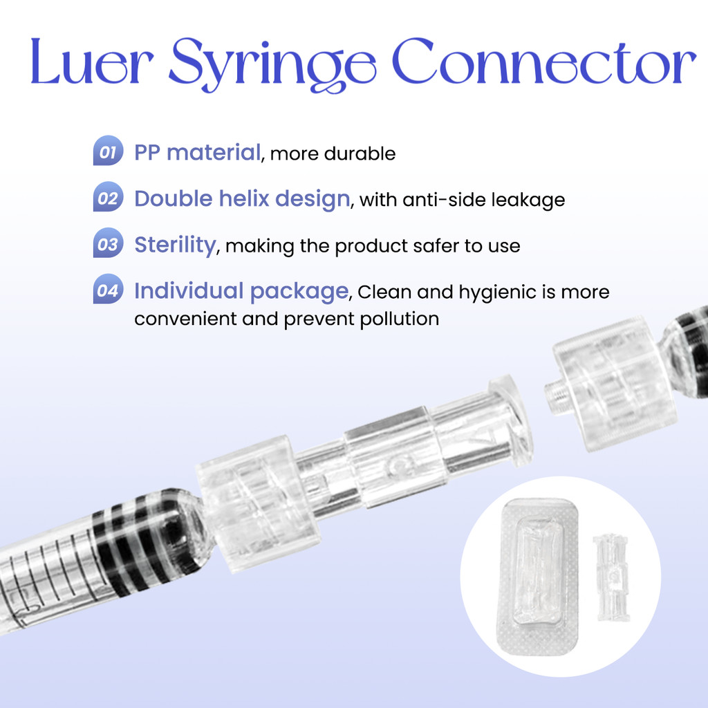 Sterile Transparent Luer Syringe Connector Double Helix Leak Proof Single Packaged Disposable