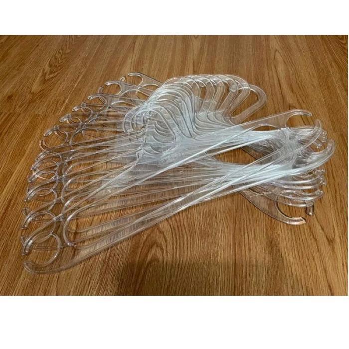 Hanger Baju Dewasa 17" Hanger Putih Bening Isi 12Pcs Hanger Plastik Dewasa Tbk