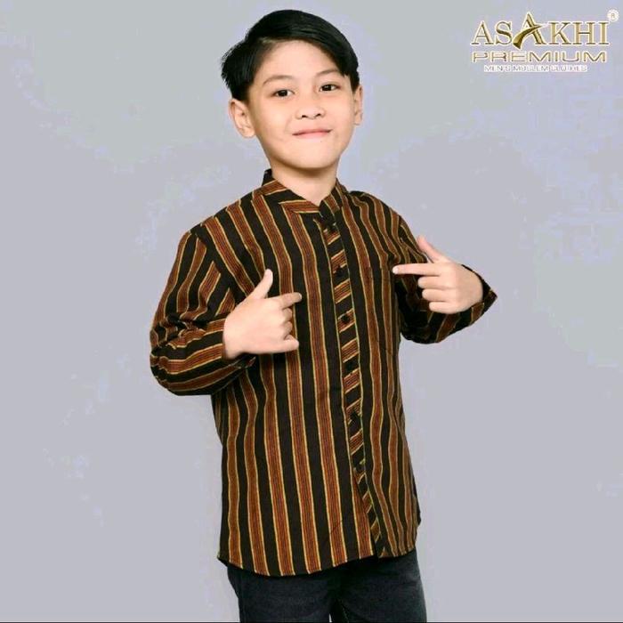 Asakhi Baju Lurik Surjan Anak Umur 3 -13 Tahun Pakaian Adat Tradisional Jawa Bahan Halus Tidak