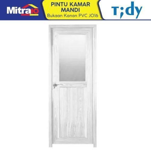 Pintu Kamar Mandi PVC Bukaan Kanan J016 71x195cm Putih - Tidy Besi Kaca [INCLUDE PACKING KAYU]