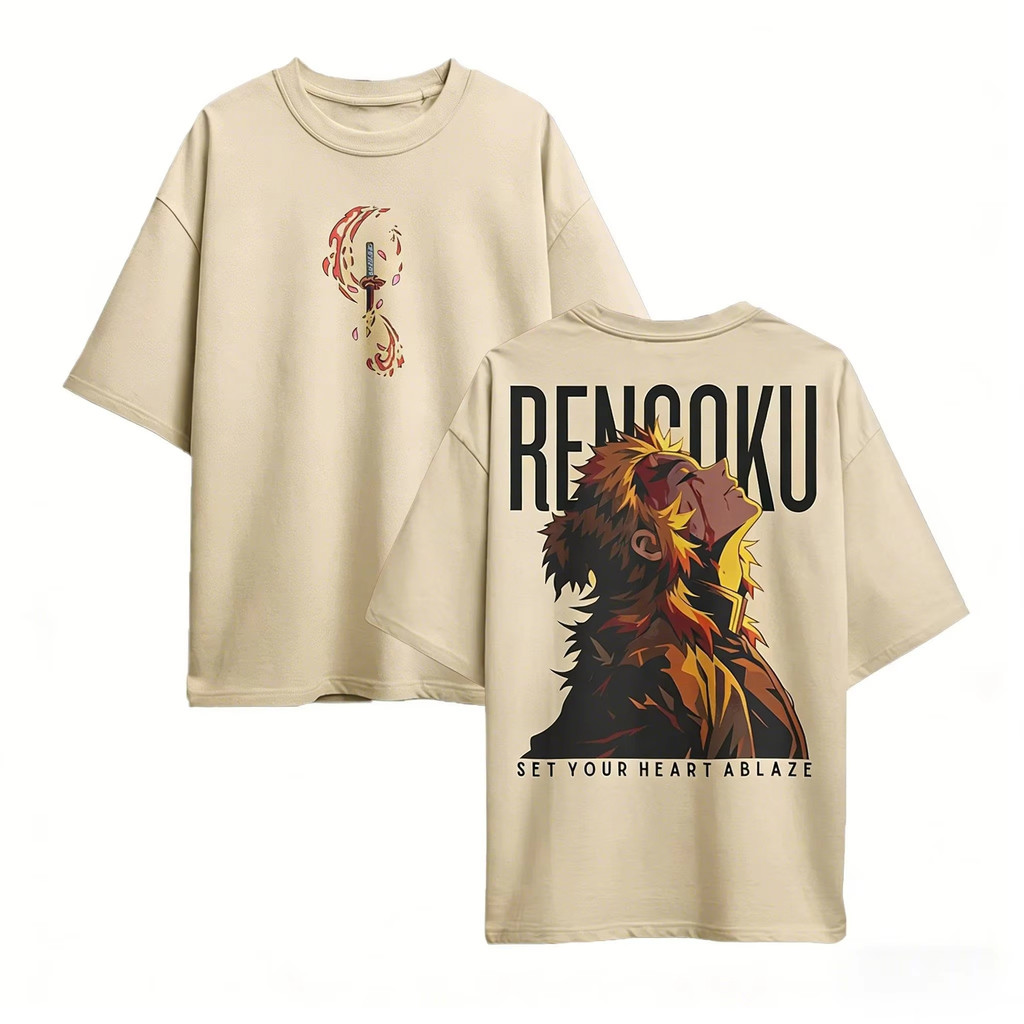 Demon Slayer Rengoku Anime Printed T-shirt Men's and Women's T-shirt Men's Top Sports T-shirt 2026