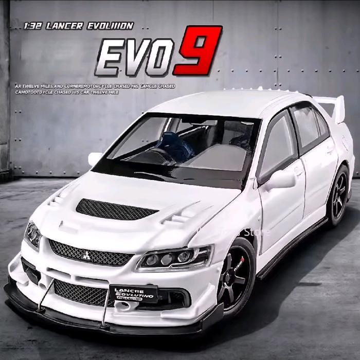 Diecast Miniatur Mobil 1:32 Mitsubishi Lancer Evo 9 JDM Racing Car Diecast Model Miniatur Suara