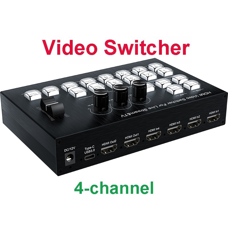 HDMI Video Mixer Switcher Live Streaming 4-Channel 4 Way Multi-View HDMI Video Switcher Broadcast