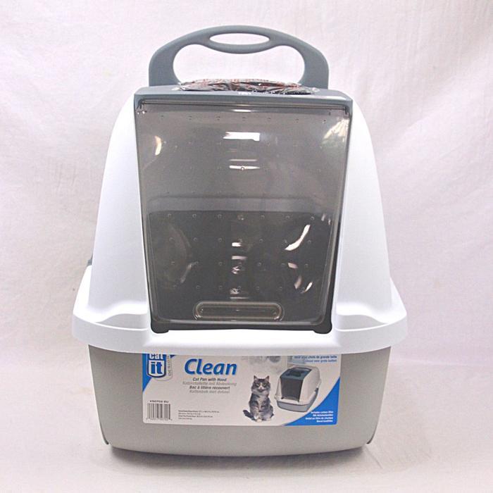 CATIT 50702 Toilet Kucing Hooded Cat Pan White-Grey