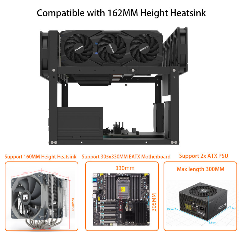 6GPU 8GPU Durable Open Mining Rig Frame Case Computer Rack Graphic Card Holder for Crypto Coin
