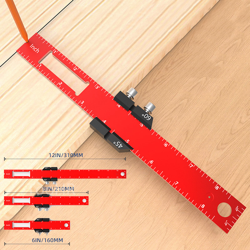 Woodworking Precision Pocket Ruler Aluminum Slide Ruler Inch/Metric