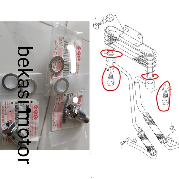 Satu Set Baut Oil Cooler Satria Fu / Raider / Fxr Original