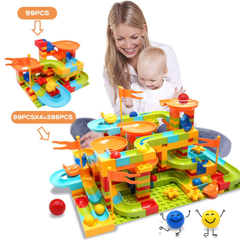 Big Size Assembly Blocks Marble Race Run Maze Ball Building Blocks Funnel Slide Building Bricks Toys