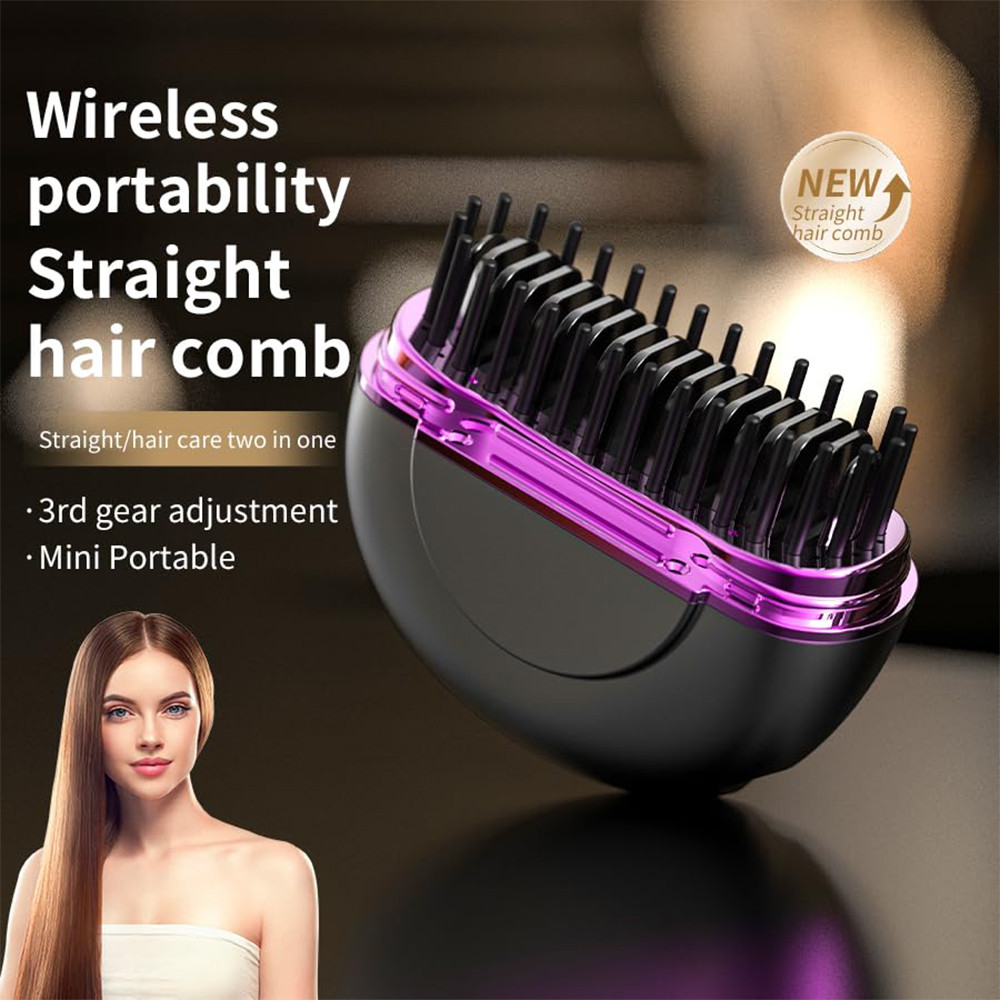 Mini Beard Straightener Electric Hair Brushes Wireless Hair Straightener Comb Lightweight Hair