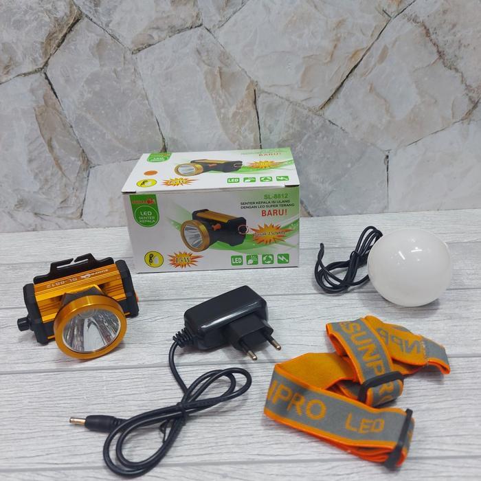 Consina - Senter Kepala Sunpro Led Cahaya Kuning Dan Putih Sunpro Sl-8812 Senter Jidat