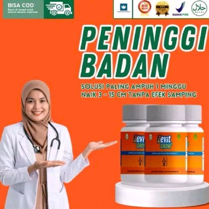 zevit grow suplemen peninggi badan ideal alami vitamin c calsium zinc & vitamin D Hallal badan pom