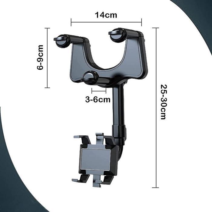Holder Hp Mobil Nb59 Fleksibel Jepit Kaca Spion Tengah + Bracket Anti Goyang