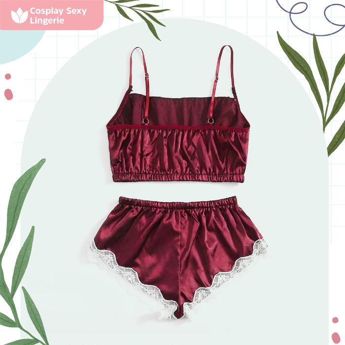 Diskon Lingerie Ruffle Sexy Two Piece Pakaian Tidur Wanita Sexy New