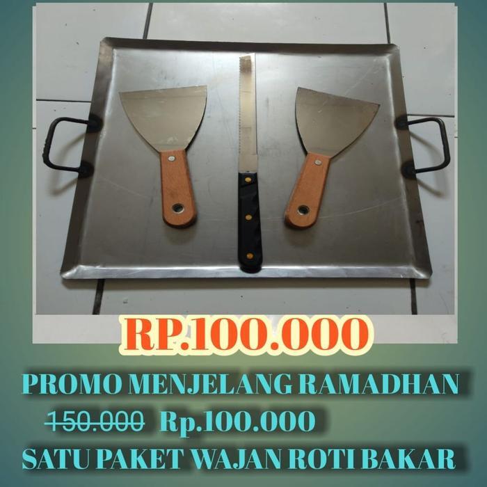 Wajan Set Roti Bakar Plus Pisau Roti dan Kape Putih 35cm X 35cm Baja Kitchenware