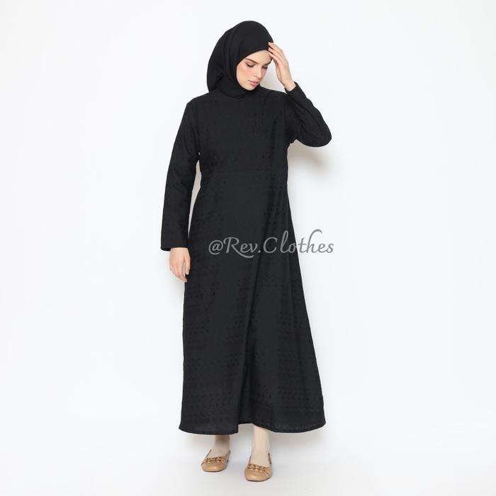 Baju Umroh Wanita Muslim Model Kantong Doraemon Gamis Umroh Wanita Bordir Hitam Dress Panjang