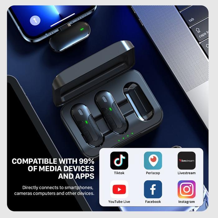 Kiip M8 Microphone Mic Wireless Clip On Dual Portable Type C Lightning