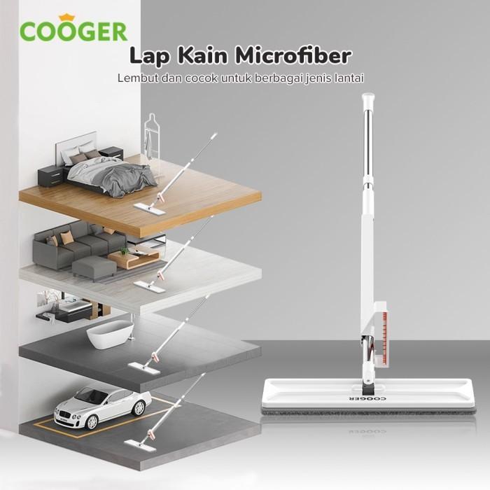 Cooger Alat Pel Kain Microfiber Standing Mop Alat Pel Praktis Foldable