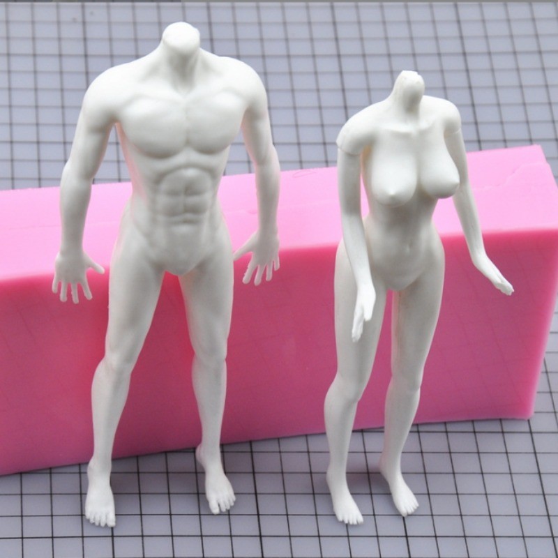 Polymer Clay 3D Doll Body Shaped Molds Silicone Female Male Body Clay Mold Figures Polymer Mold Face