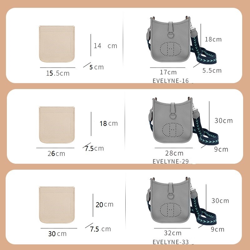 Only Sale Inner BagBag Organizer Insert For Hermes Evelyn 16 29 33 Divider Shaper Protector