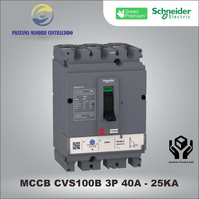 Mccb 3P 40A Cvs100B Schneider 3 Phase 40 Ampere - 25Ka Lv510303