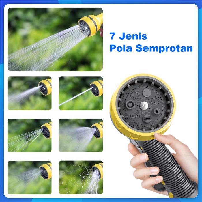 Best Seller 1 Set Selang Air Gulung Fleksibel 14 - 25 Meter Semprotan Air Kran 7 Multifungsi Untuk