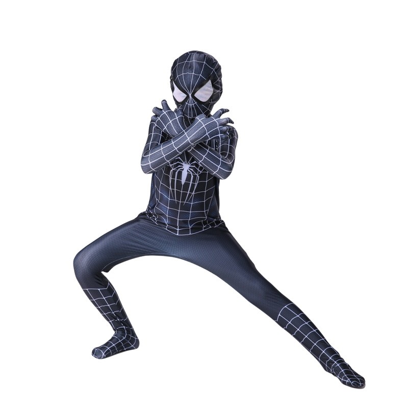 Superhero Spiderman Kids Costume Set - the Amazing Spiderman Black Cosplay Bodysuit Halloween Outfit
