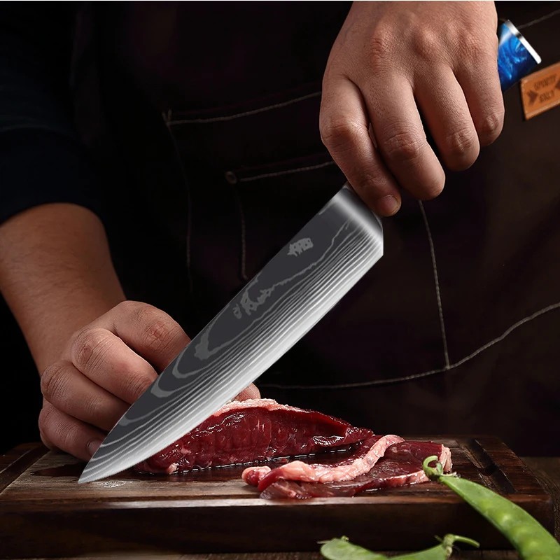 Damascus Pattern Knives Set Stainless Steel Chef Knife Japanese Santoku Knife Boning Knife Meat