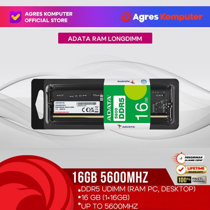 ADATA RAM LONGDIMM DDR5 16GB (16GBX1) 5600MHZ - RAM LONGDIMM ADATA - RAM LONGDIMM DDR5 - RAM U-DIMM