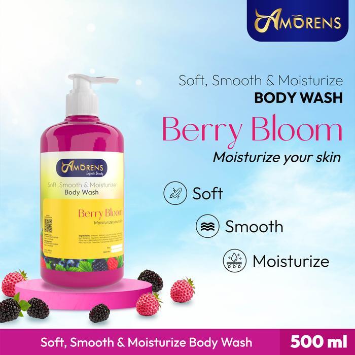 Amorens Body Wash Soft, Smooth, Moisturizing / Sabun Mandi Cair Berry Bloom [500Ml] Moisturize Your