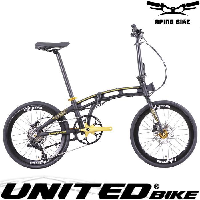 Sepeda United Nigma V 20" Sepeda Lipat Dewasa Folding Bike 20 inch - Black-Gold