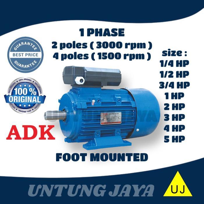 ADK DINAMO ELEKTRO MOTOR 1 PHASE B3 1 HP 0,75 KW 2 POLE 3000 RPM // ELECTRO MOTOR ADK 1PHASE 1HP