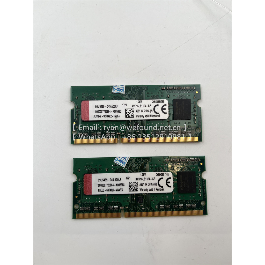 KVR16LS11/4 DDR3L 1.35V 4G X 2 Memory , 4GB 1Rx8 512M x 64-Bit PC3L-12800 CL11 204-Pin SODIMM