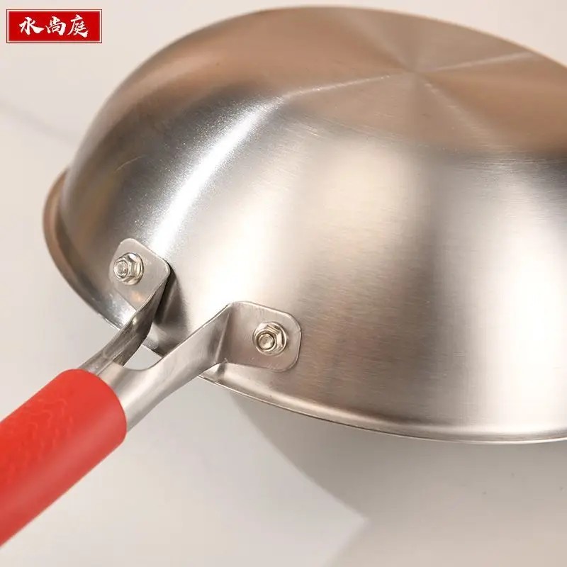304 stainless steel wok with cover non-stick skillet frying pan Multifunctional frying pan induction