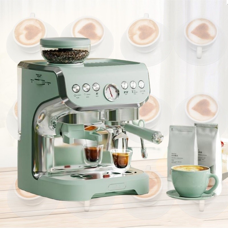 Espresso Machine With Grinder, Professional Espresso Maker With Milk Frother Steam Wand, Barista Lat