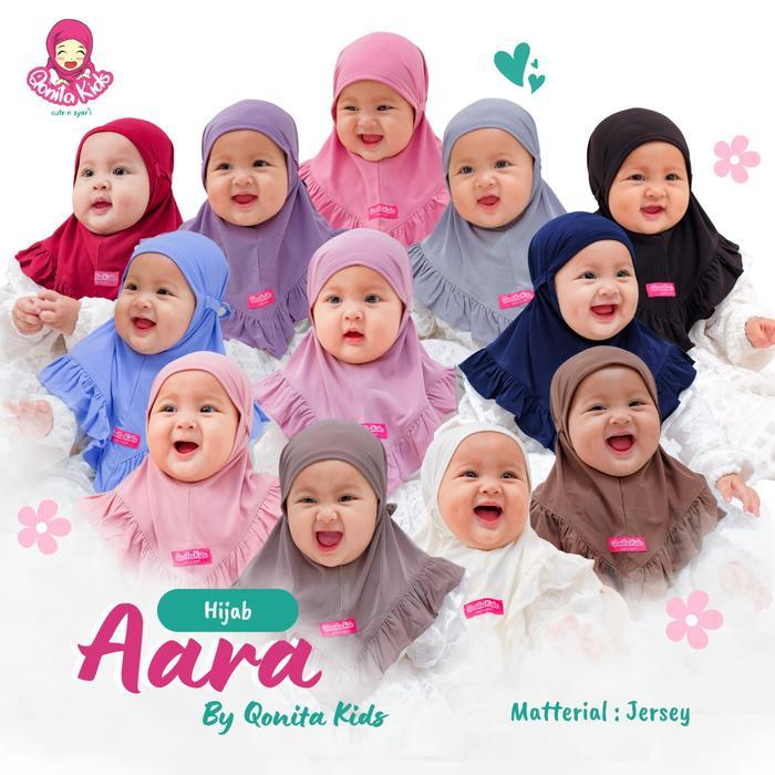 Qonita Kids - Hijab Aara (0-9 Tahun) Hijab Kerudung Bergo Instan Anak Perempuan Bahan Jersey Adem,